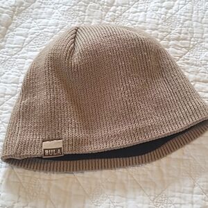 BULA tan khaki thick knit short winter hat skullcap beanie